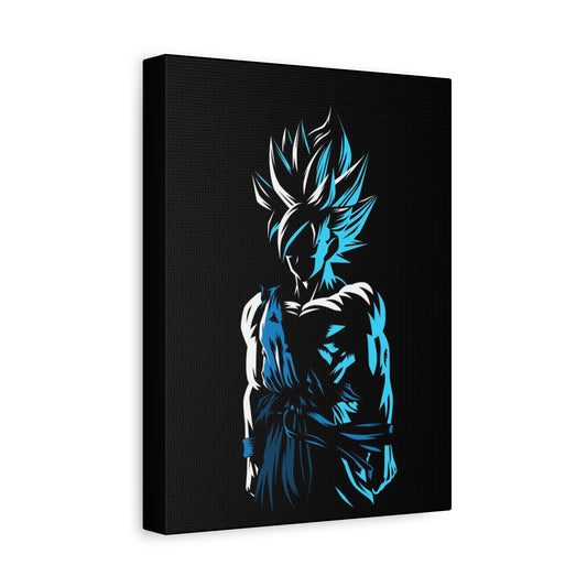 Anime Character Matte Canvas Wall Art – 9" x 12" Black & Blue Aesthetic Decor