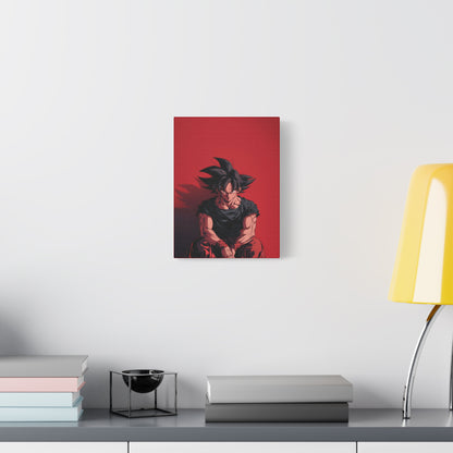 Goku Anime Matte Canvas Wall Art – 9" x 12" Red Dark Aesthetic Decor