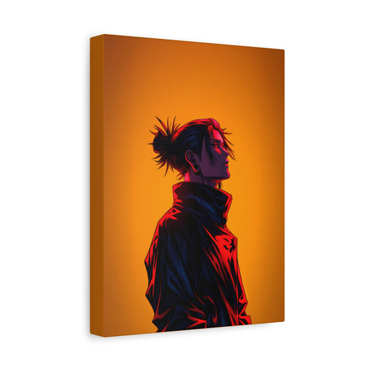 Anime Girl Matte Canvas Wall Art – 9" x 12" | Red & Orange Aesthetic Decor