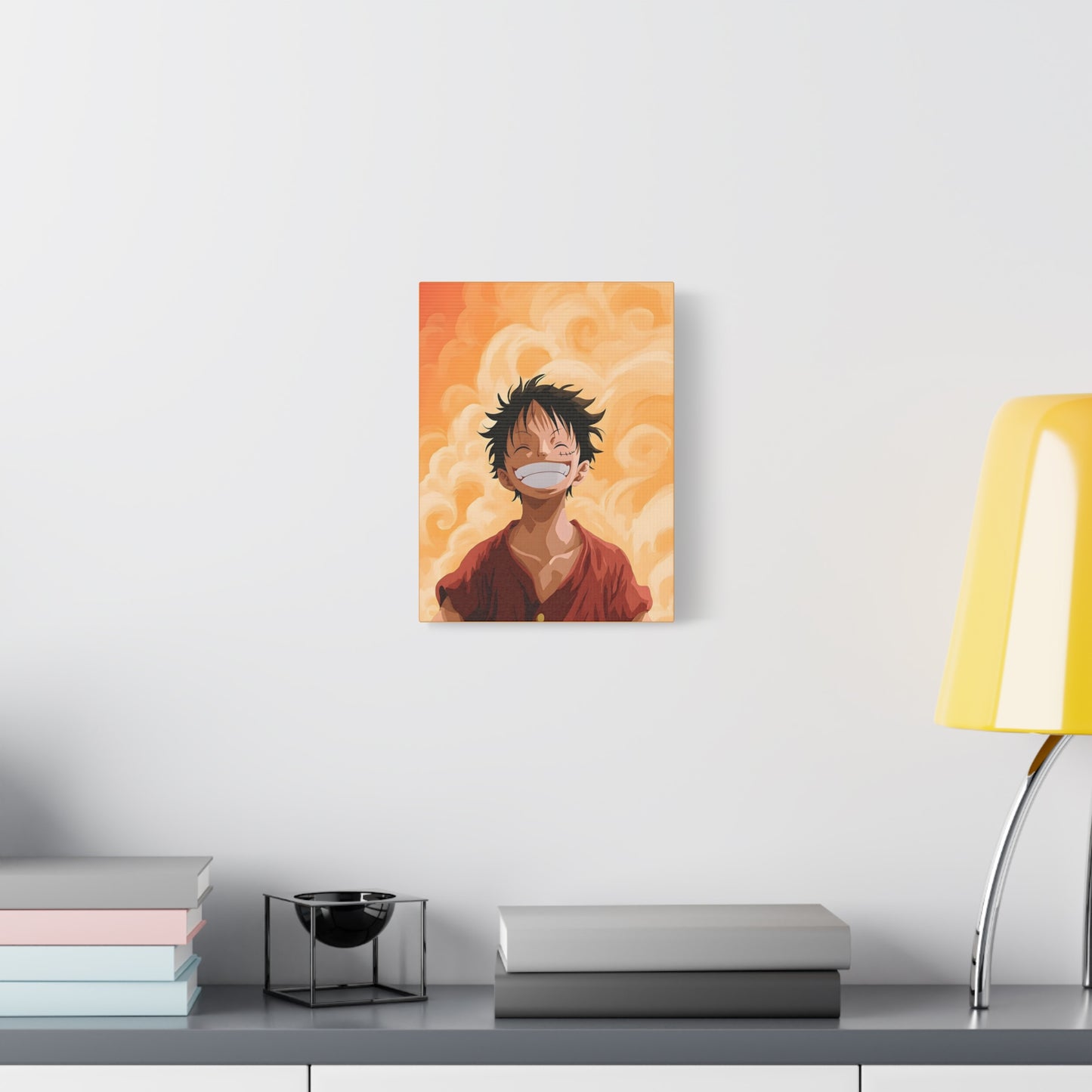 Luffy Anime Matte Canvas Wall Art – 9×12 One Piece Orange Aesthetic Decor