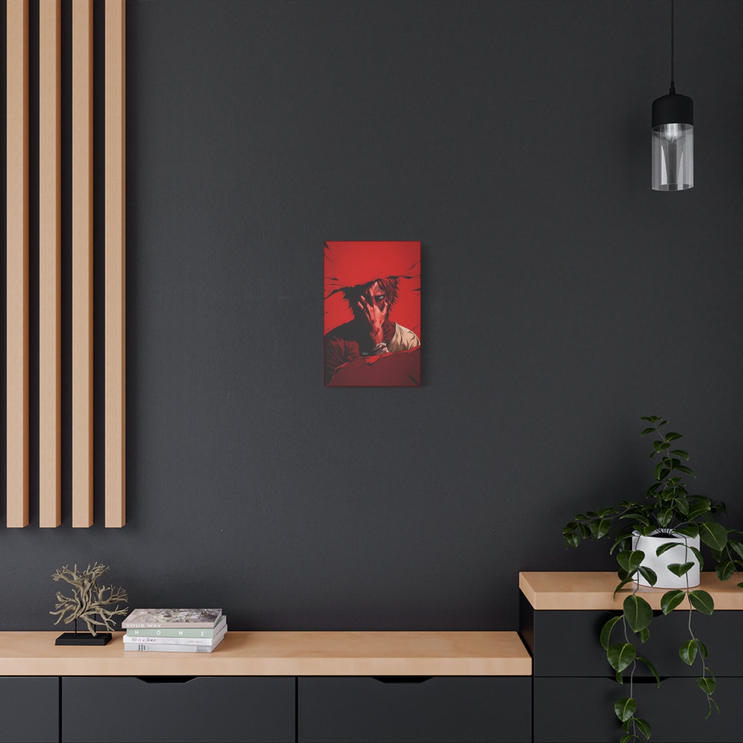 Red Anime Character Matte Canvas Wall Art – 12" x 18" Dark Aesthetic Decor
