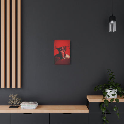 Red Anime Character Matte Canvas Wall Art – 12" x 18" Dark Aesthetic Decor