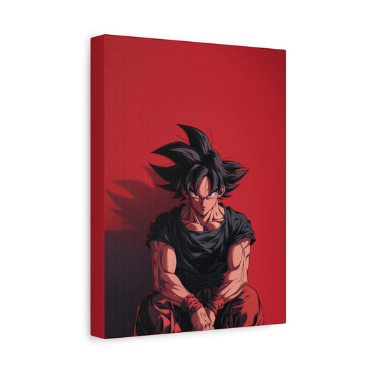 Goku Anime Matte Canvas Wall Art – 9" x 12" Red Dark Aesthetic Decor