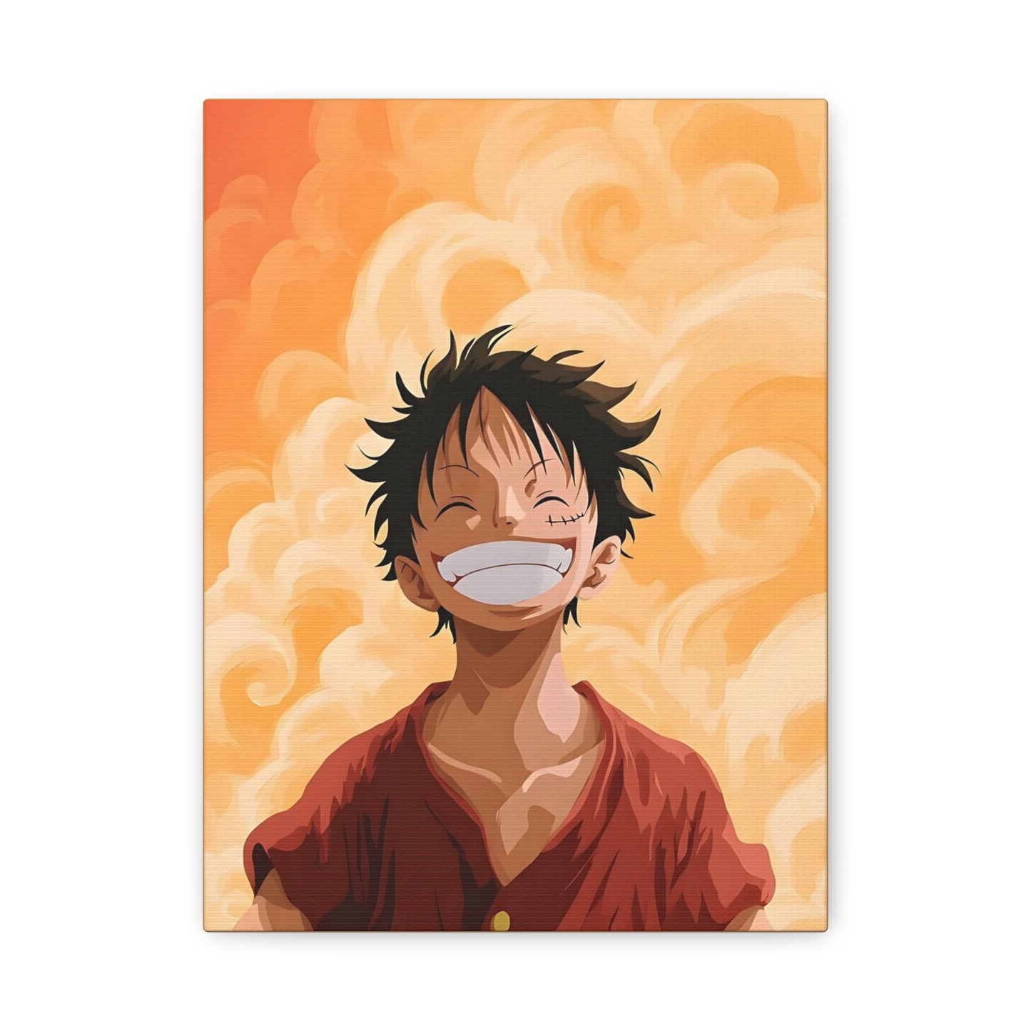 Luffy Anime Matte Canvas Wall Art – 9×12 One Piece Orange Aesthetic Decor