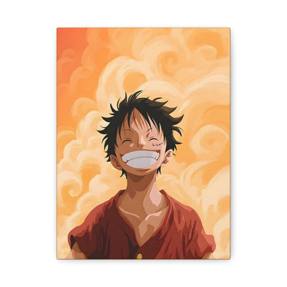 Luffy Anime Matte Canvas Wall Art – 9×12 One Piece Orange Aesthetic Decor