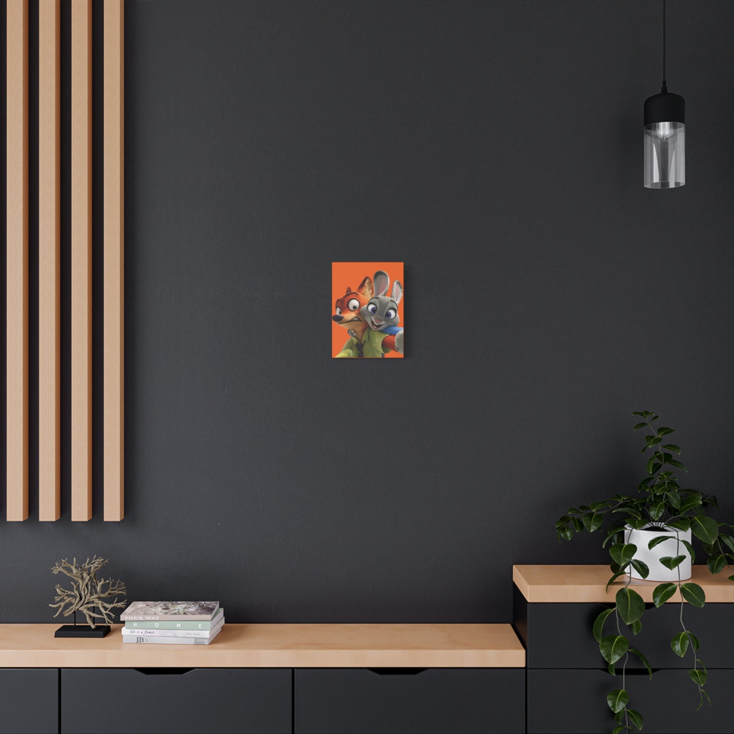Judy Hopps & Nick Wilde Matte Canvas Wall Art – 9" x 12" | Orange Aesthetic Decor