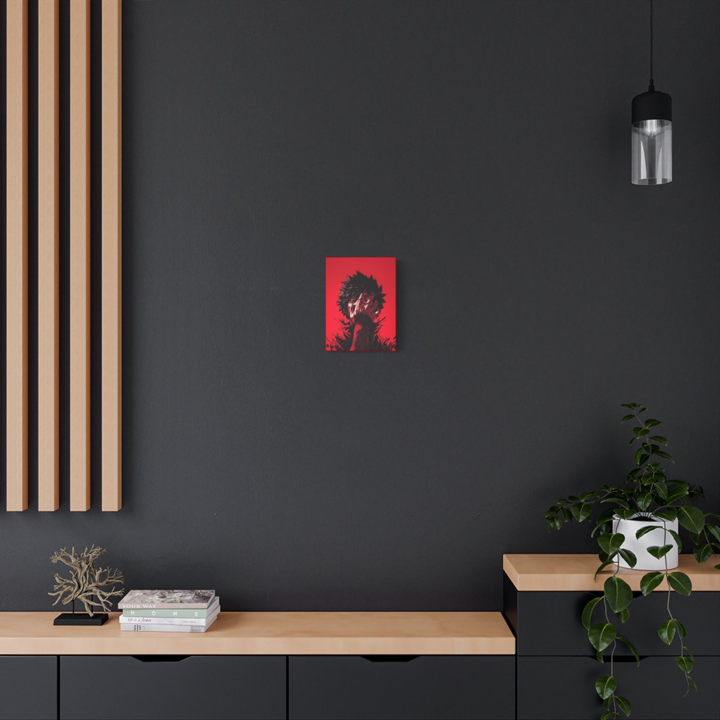 Anime Character Matte Canvas Wall Art – 9" x 12" Red Aesthetic Room Decor
