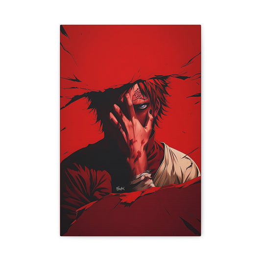Red Anime Character Matte Canvas Wall Art – 12" x 18" Dark Aesthetic Decor