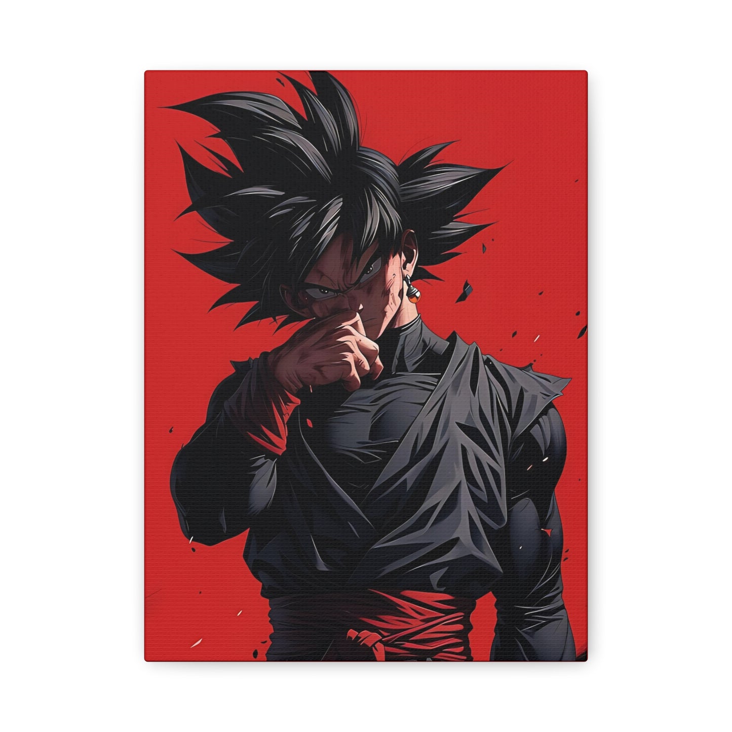 Goku Black Anime Matte Canvas Wall Art – 9" x 12" Red Dark Aesthetic Decor