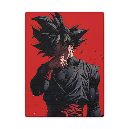 Goku Black Anime Matte Canvas Wall Art – 9" x 12" Red Dark Aesthetic Decor