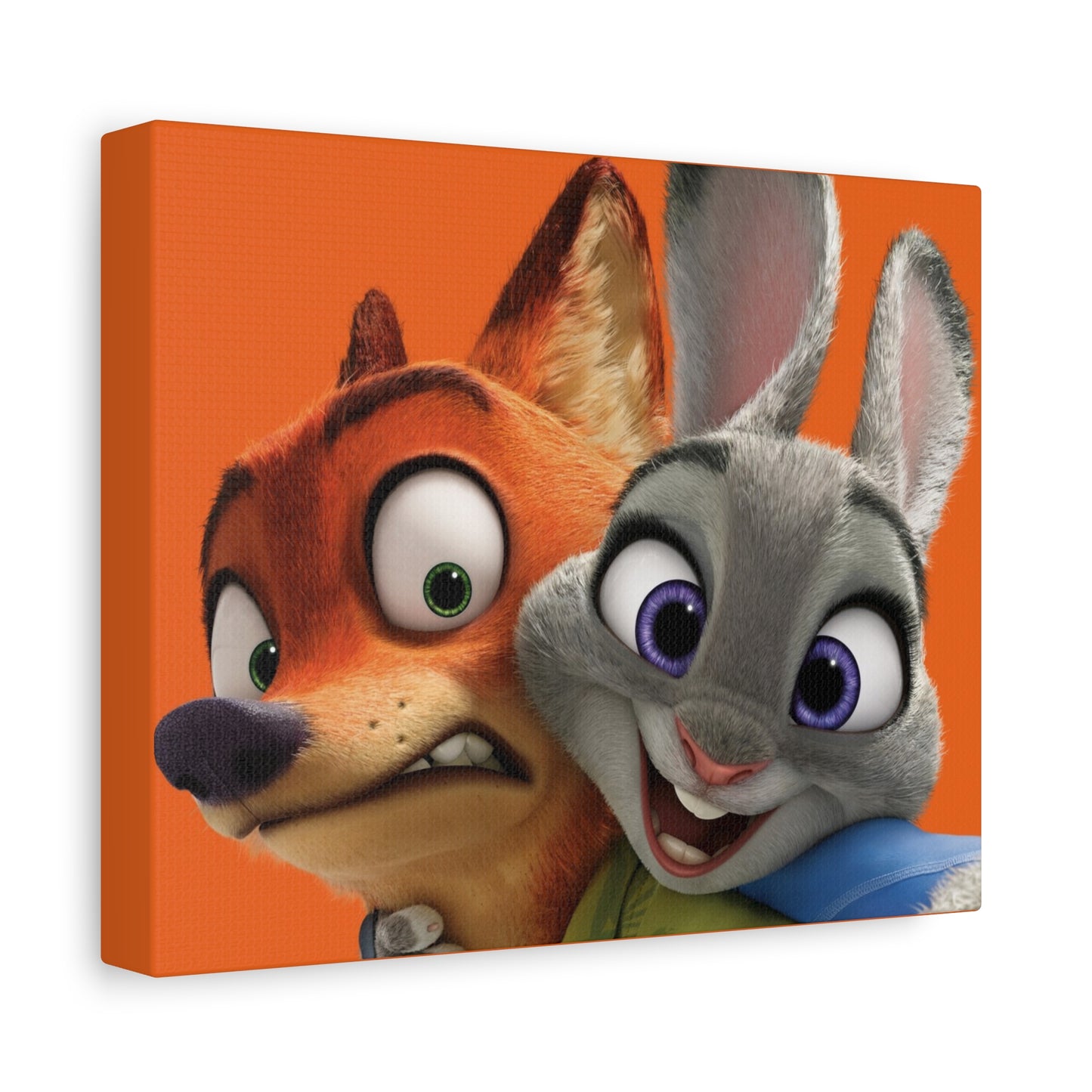 Judy Hopps & Nick Wilde Matte Canvas Wall Art – 9" x 12" | Orange Aesthetic Decor
