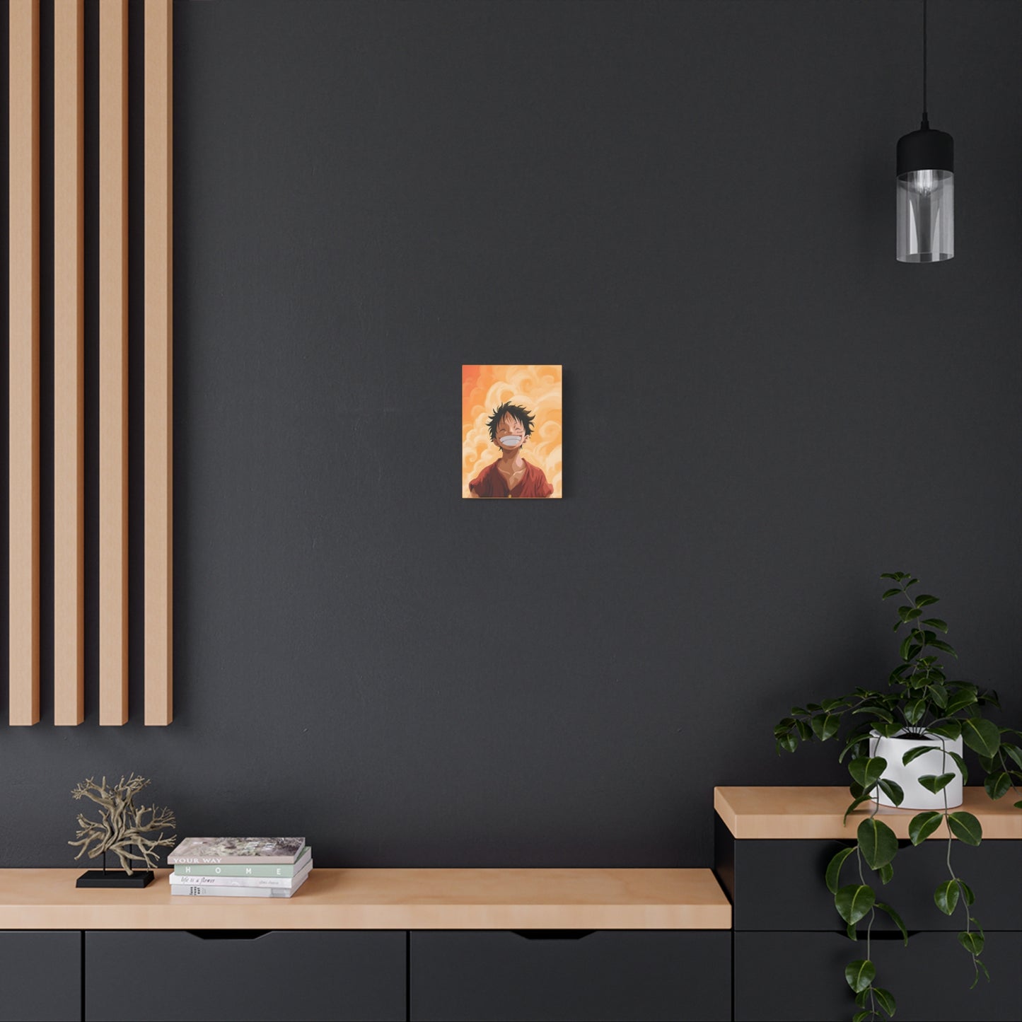 Luffy Anime Matte Canvas Wall Art – 9×12 One Piece Orange Aesthetic Decor