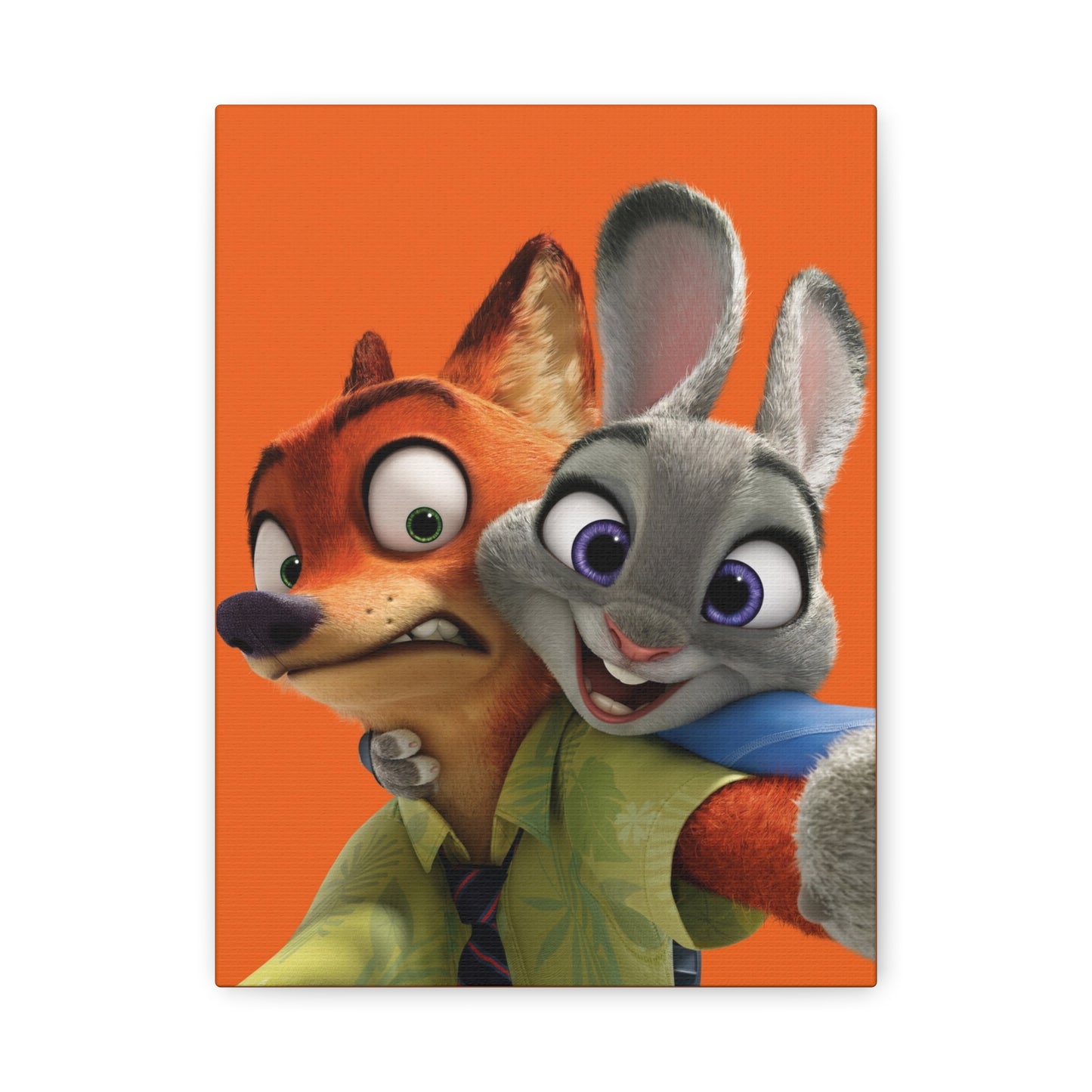 Judy Hopps & Nick Wilde Matte Canvas Wall Art – 9" x 12" | Orange Aesthetic Decor