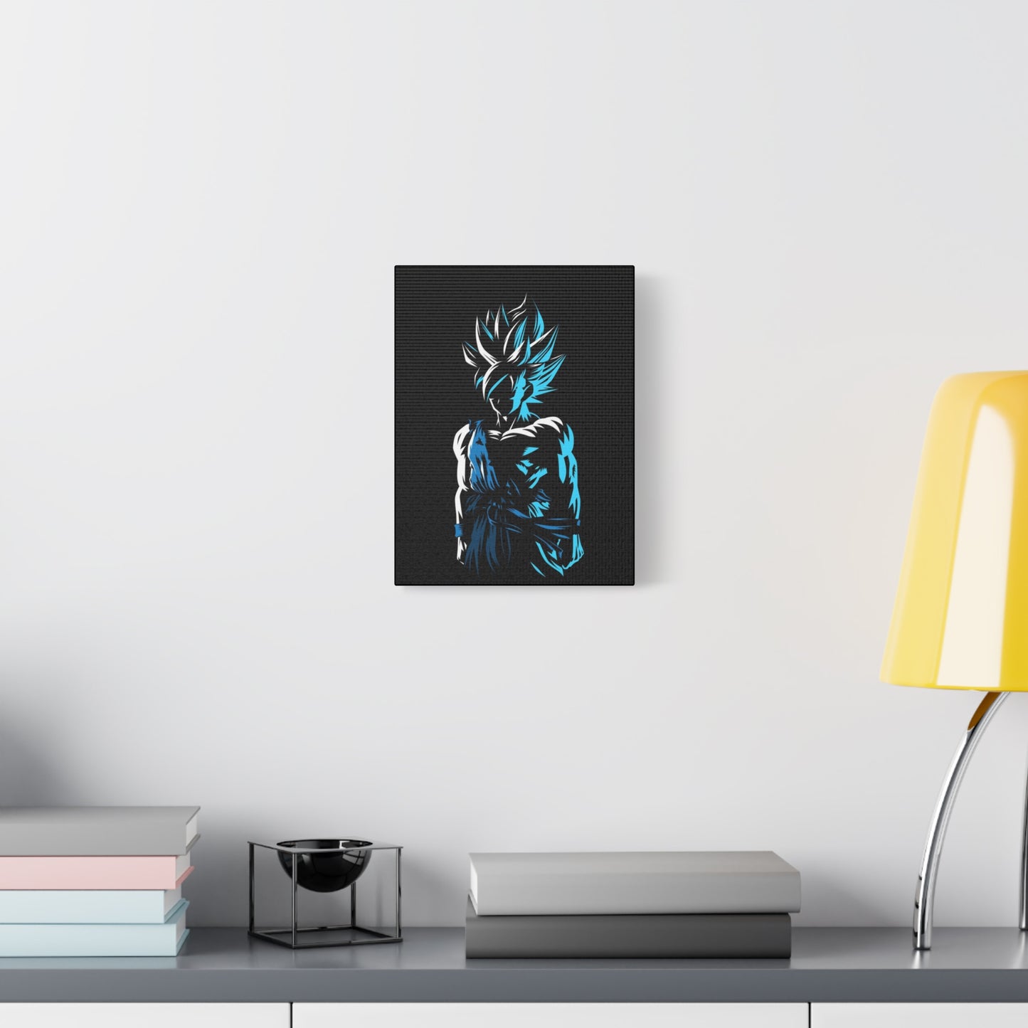 Anime Character Matte Canvas Wall Art – 9" x 12" Black & Blue Aesthetic Decor