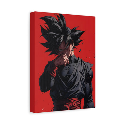 Goku Black Anime Matte Canvas Wall Art – 9" x 12" Red Dark Aesthetic Decor