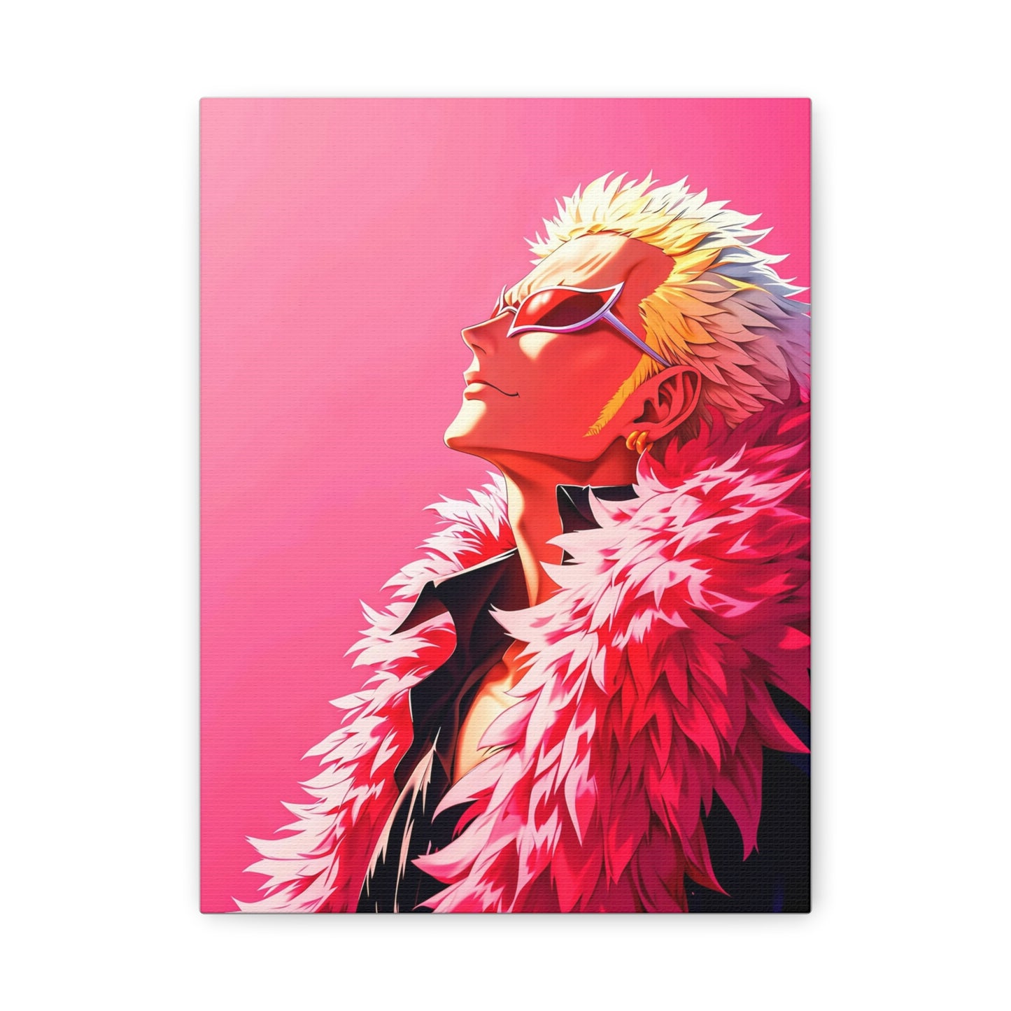 Donquixote Doflamingo Anime Matte Canvas Wall Art – 9" x 12" Pink Aesthetic Decor