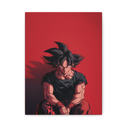 Goku Anime Matte Canvas Wall Art – 9" x 12" Red Dark Aesthetic Decor