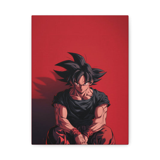 Goku Anime Matte Canvas Wall Art – 9" x 12" Red Dark Aesthetic Decor