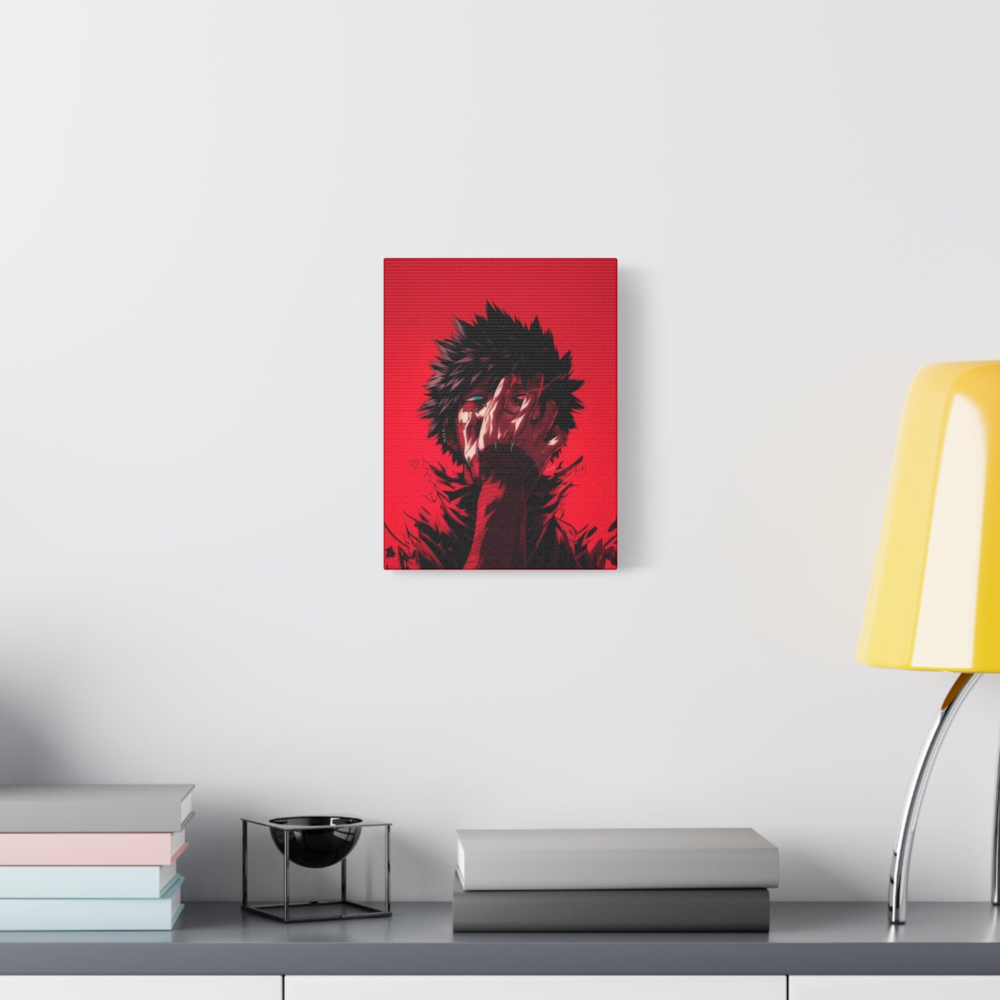 Anime Character Matte Canvas Wall Art – 9" x 12" Red Aesthetic Room Decor