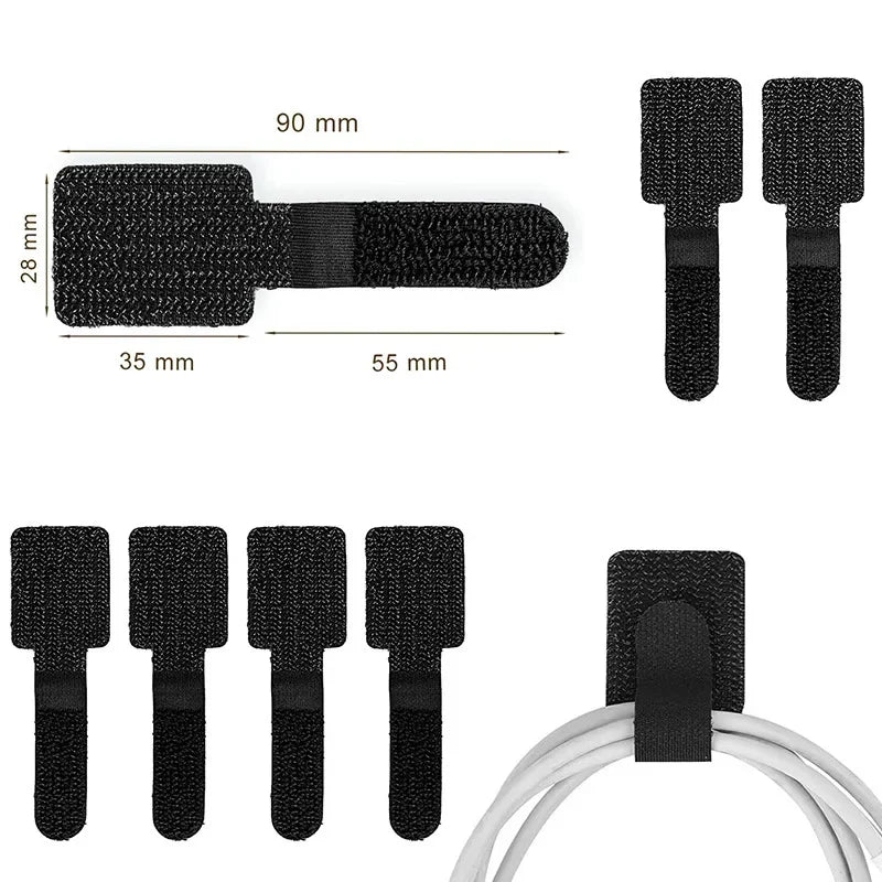 Adhesive Cable Management Straps – 20Pcs