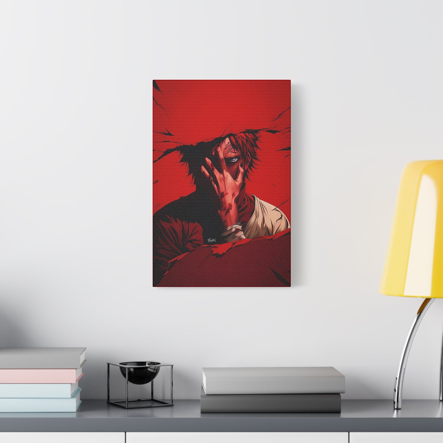 Red Anime Character Matte Canvas Wall Art – 12" x 18" Dark Aesthetic Decor