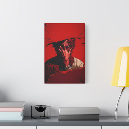 Red Anime Character Matte Canvas Wall Art – 12" x 18" Dark Aesthetic Decor