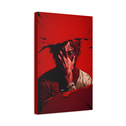 Red Anime Character Matte Canvas Wall Art – 12" x 18" Dark Aesthetic Decor