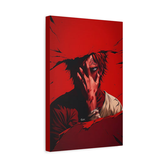 Red Anime Character Matte Canvas Wall Art – 12" x 18" Dark Aesthetic Decor