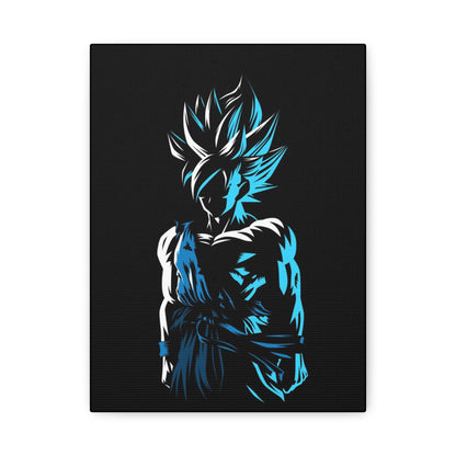 Anime Character Matte Canvas Wall Art – 9" x 12" Black & Blue Aesthetic Decor