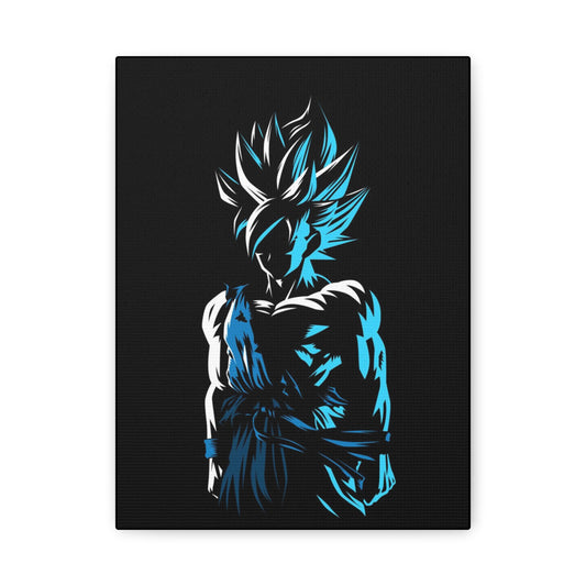Anime Character Matte Canvas Wall Art – 9" x 12" Black & Blue Aesthetic Decor