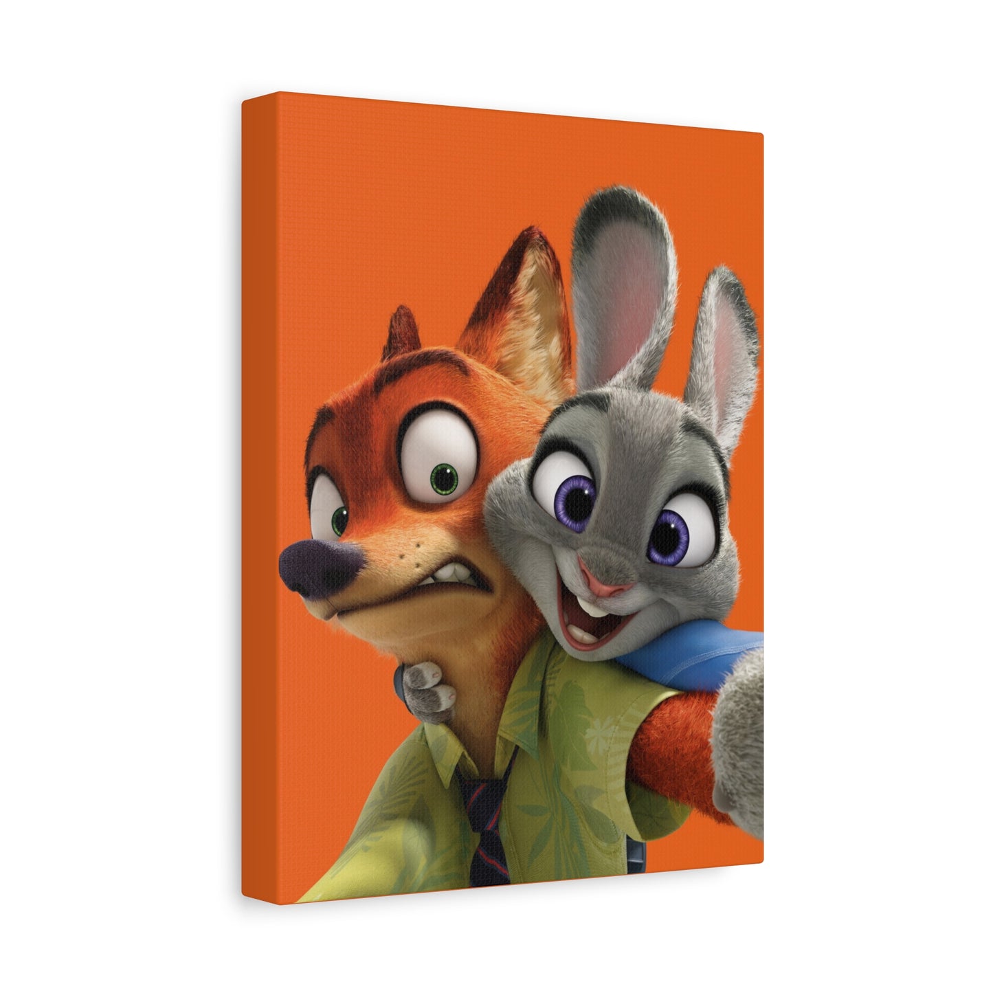 Judy Hopps & Nick Wilde Matte Canvas Wall Art – 9" x 12" | Orange Aesthetic Decor