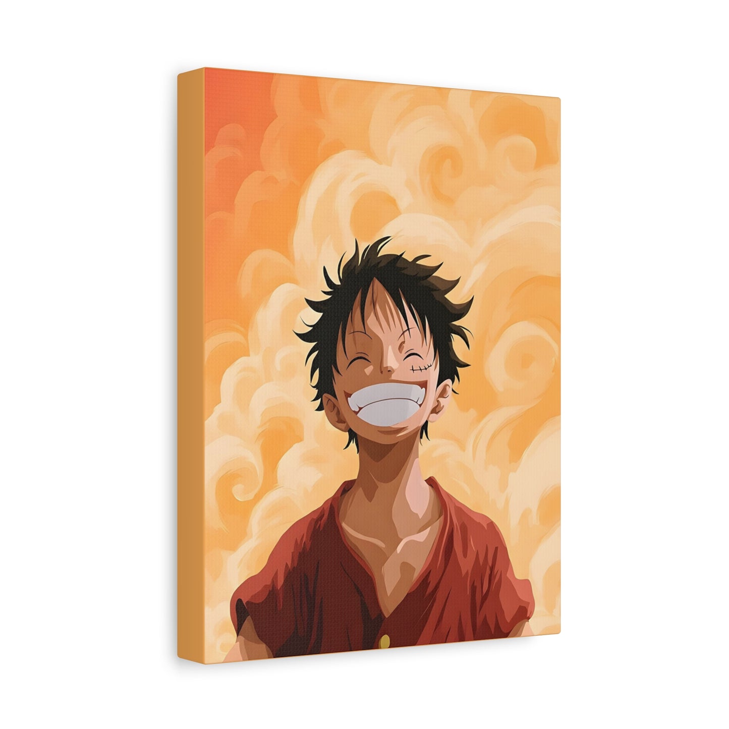 Luffy Anime Matte Canvas Wall Art – 9×12 One Piece Orange Aesthetic Decor