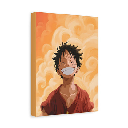Luffy Anime Matte Canvas Wall Art – 9×12 One Piece Orange Aesthetic Decor