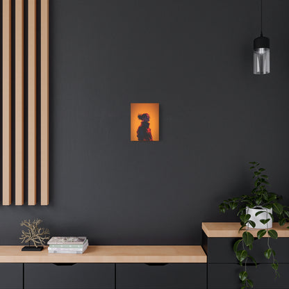 Anime Girl Matte Canvas Wall Art – 9" x 12" | Red & Orange Aesthetic Decor