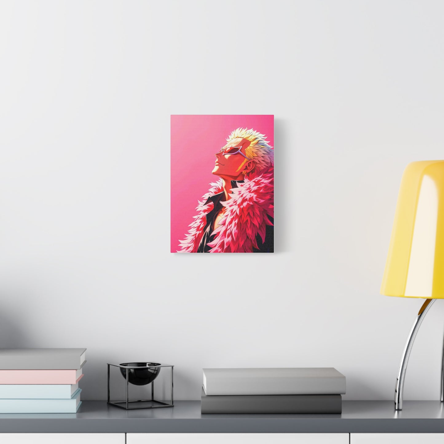 Donquixote Doflamingo Anime Matte Canvas Wall Art – 9" x 12" Pink Aesthetic Decor