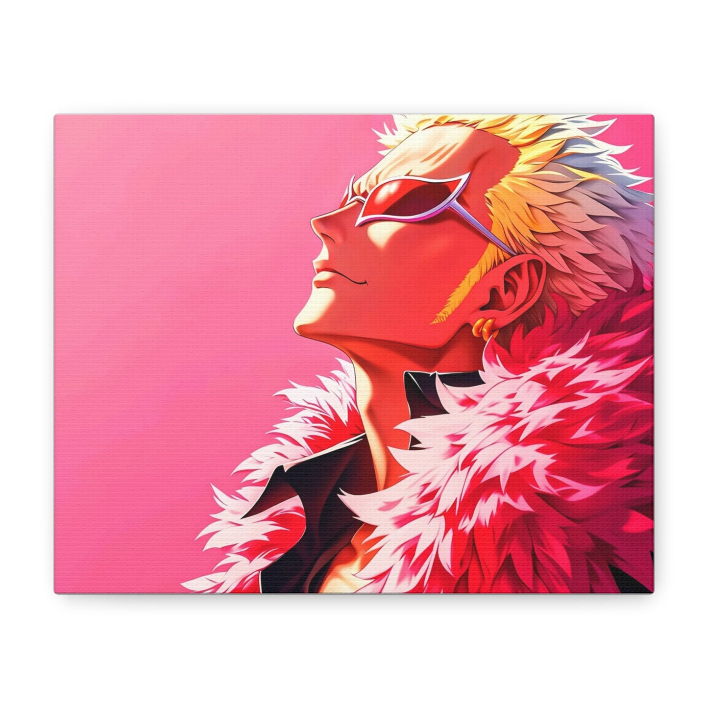 Donquixote Doflamingo Anime Matte Canvas Wall Art – 9" x 12" Pink Aesthetic Decor