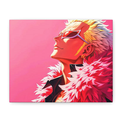 Donquixote Doflamingo Anime Matte Canvas Wall Art – 9" x 12" Pink Aesthetic Decor