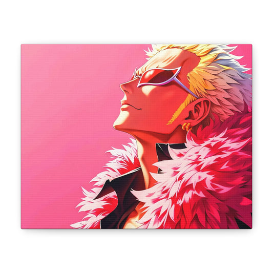 Donquixote Doflamingo Anime Matte Canvas Wall Art – 9" x 12" Pink Aesthetic Decor