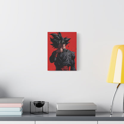 Goku Black Anime Matte Canvas Wall Art – 9" x 12" Red Dark Aesthetic Decor