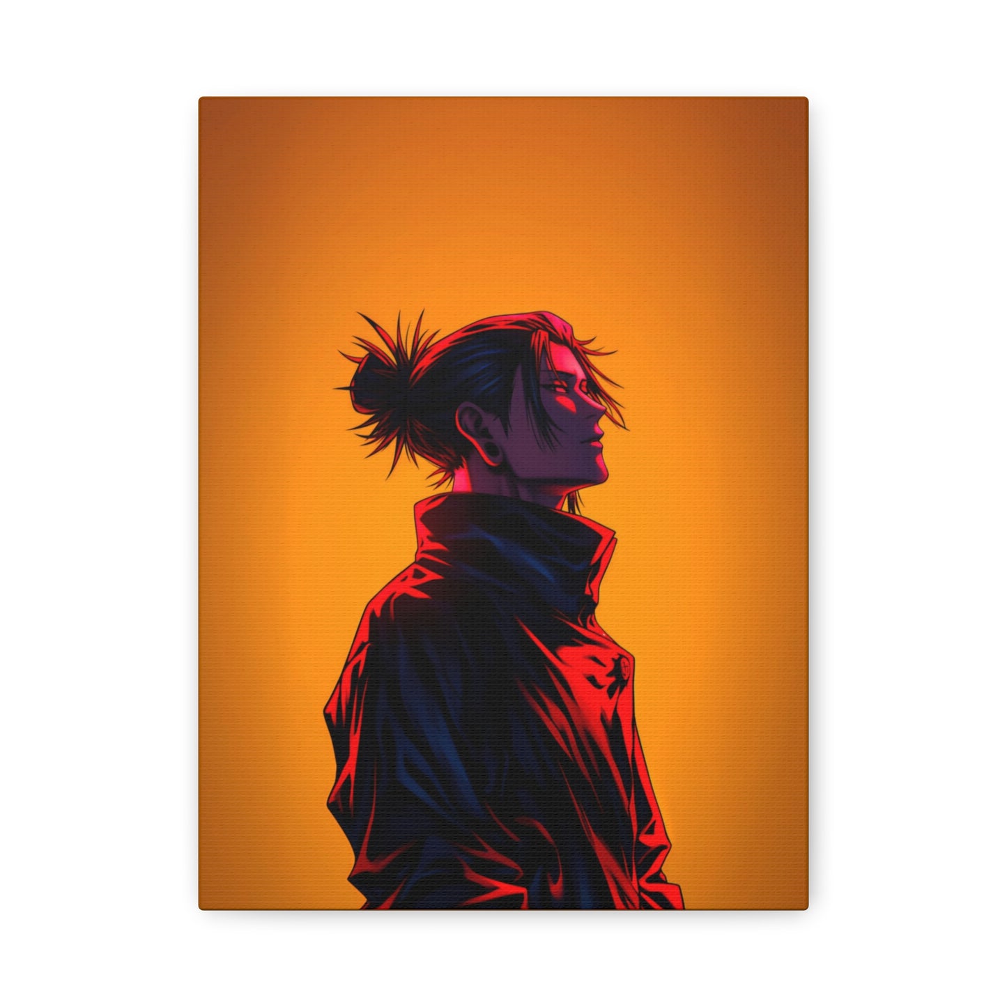 Anime Girl Matte Canvas Wall Art – 9" x 12" | Red & Orange Aesthetic Decor