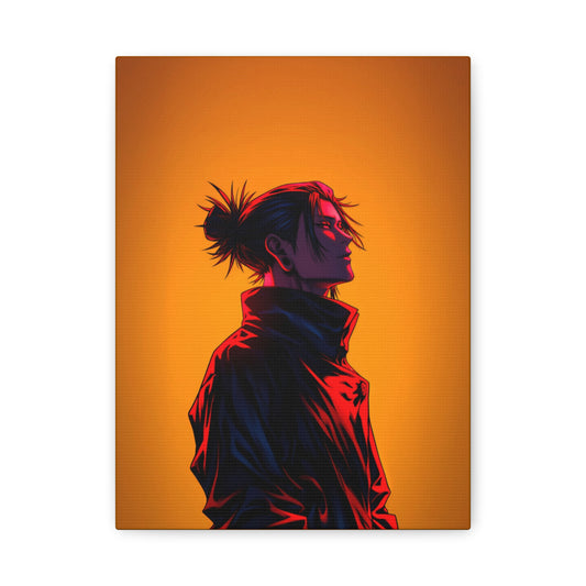 Anime Girl Matte Canvas Wall Art – 9" x 12" | Red & Orange Aesthetic Decor