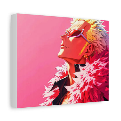 Donquixote Doflamingo Anime Matte Canvas Wall Art – 9" x 12" Pink Aesthetic Decor